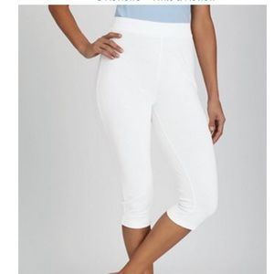 Blair Women’s White Pull On Capri Pants Elastic Waist Casual Pedal Pushers Large